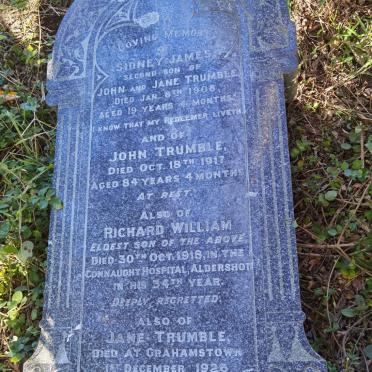 TRUMBLE Sidney James -1908 :: TRUMBLE John -1917 :: TRUMBLE Richard William -1918 :: TRUMBLE Jane -1926