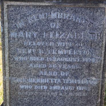 TEMPLETON Mary Elizabeth -1876 : TEMPLETON Alice Henrietta -1874