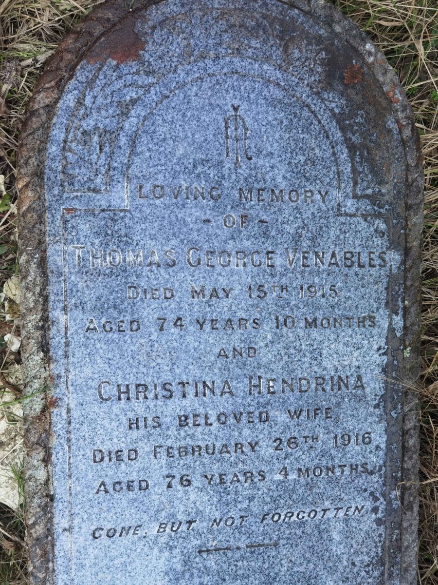 VENABLES Thomas George -1915 &amp; Christina Hendrina -1916