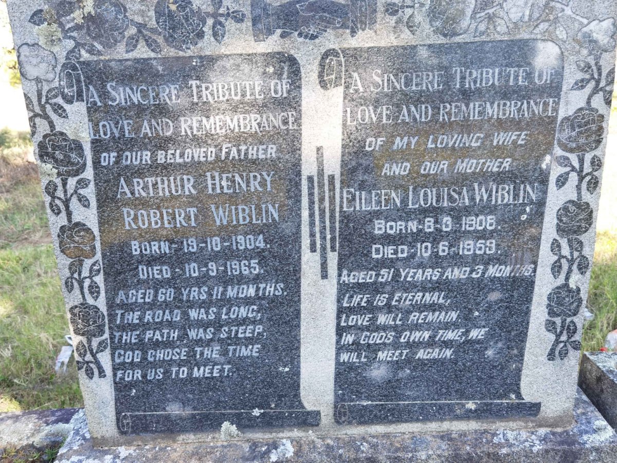 WIBLIN Arthur Henry Robert 1904-1965 &amp; Eileen Louisa 1908-1959