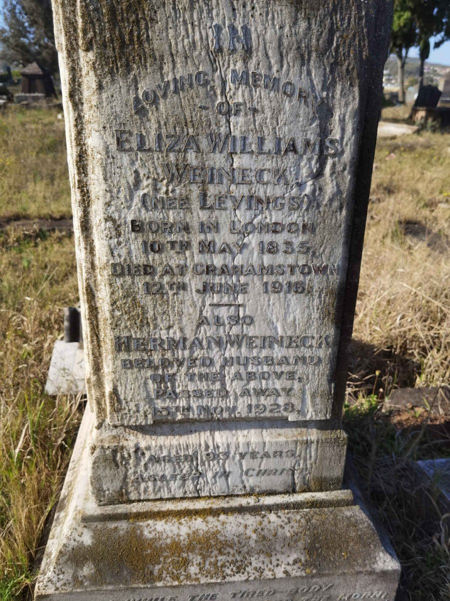 WEINECK Herman -1928 &amp; Eliza Williams LEVINGS 1835-1916