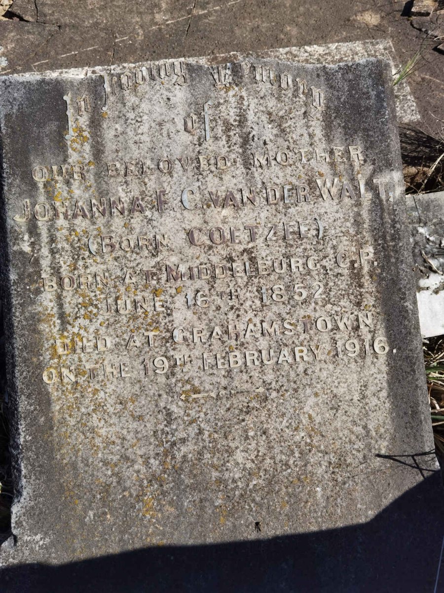 WALT Johanna F.C., van der nee COETZEE 1852-1916