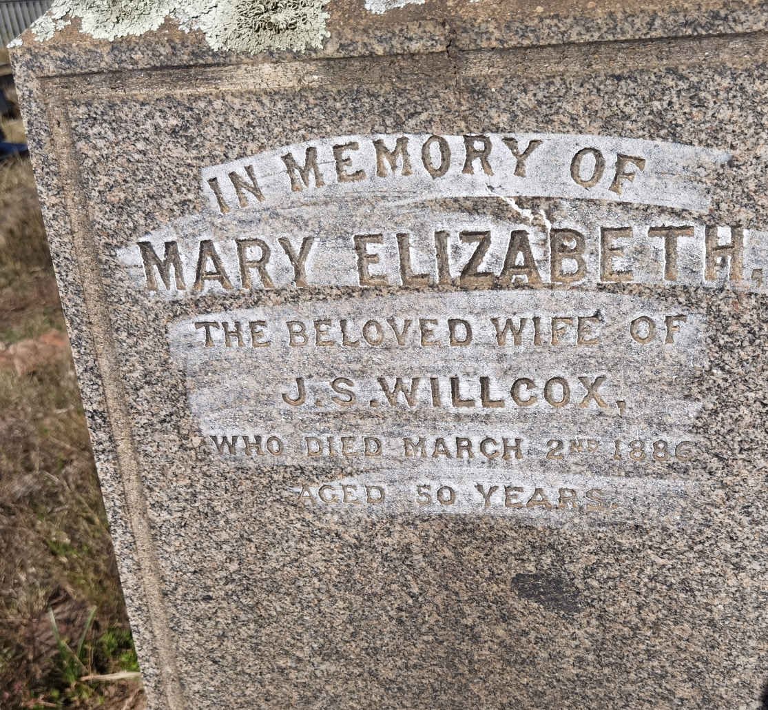 WILLCOX Mary Elizabeth -1886
