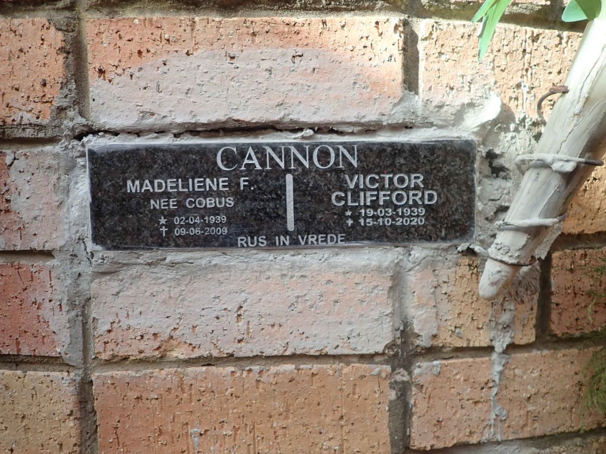 CANNON Victor Clifford 1939-2020 &amp; Madeliene F. COBUS 1939-2009