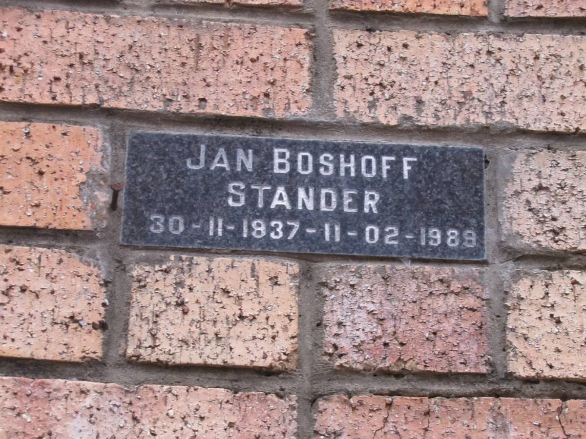 STANDER Jan Boshoff 1937-1989
