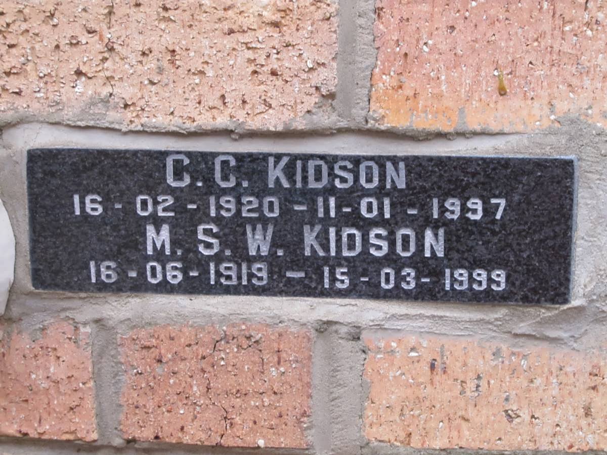 KIDSON C.C. 1920-1997 &amp; M.S.W. 1919-1999