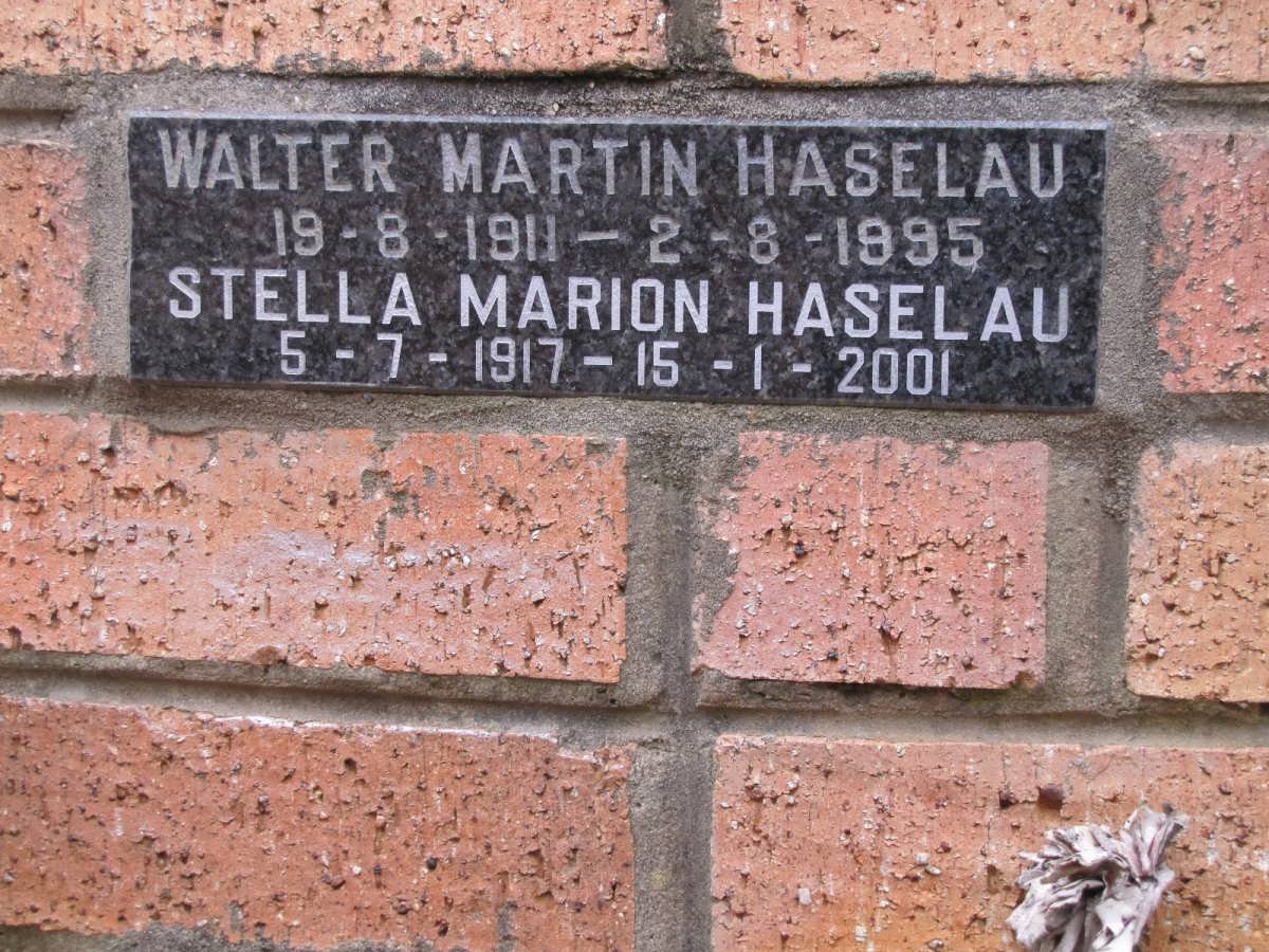 HASELAU Walter Martin 1911-1995 &amp; Stella Marion 1917-2001