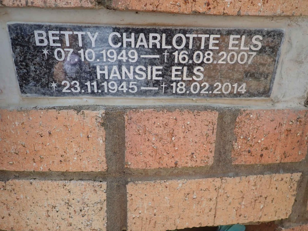 ELS Hansie 1945-2014 &amp; Betty Charlotte 1949-2007