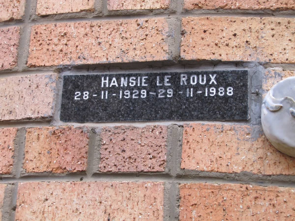 ROUX Hansie, le 1929-1988