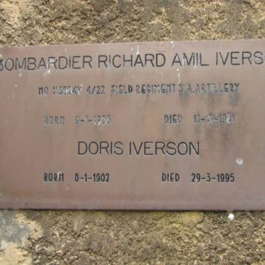 IVERSON Richard Amil 1905-1981 &amp; Doris 1902-1995