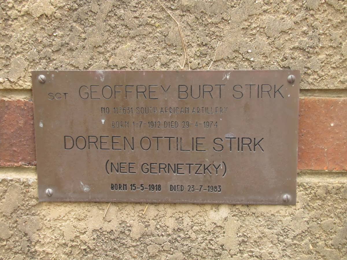 STIRK Geoffrey Burt 1912-1974 &amp; Doreen Ottilie GERNETZKY 1918-1983