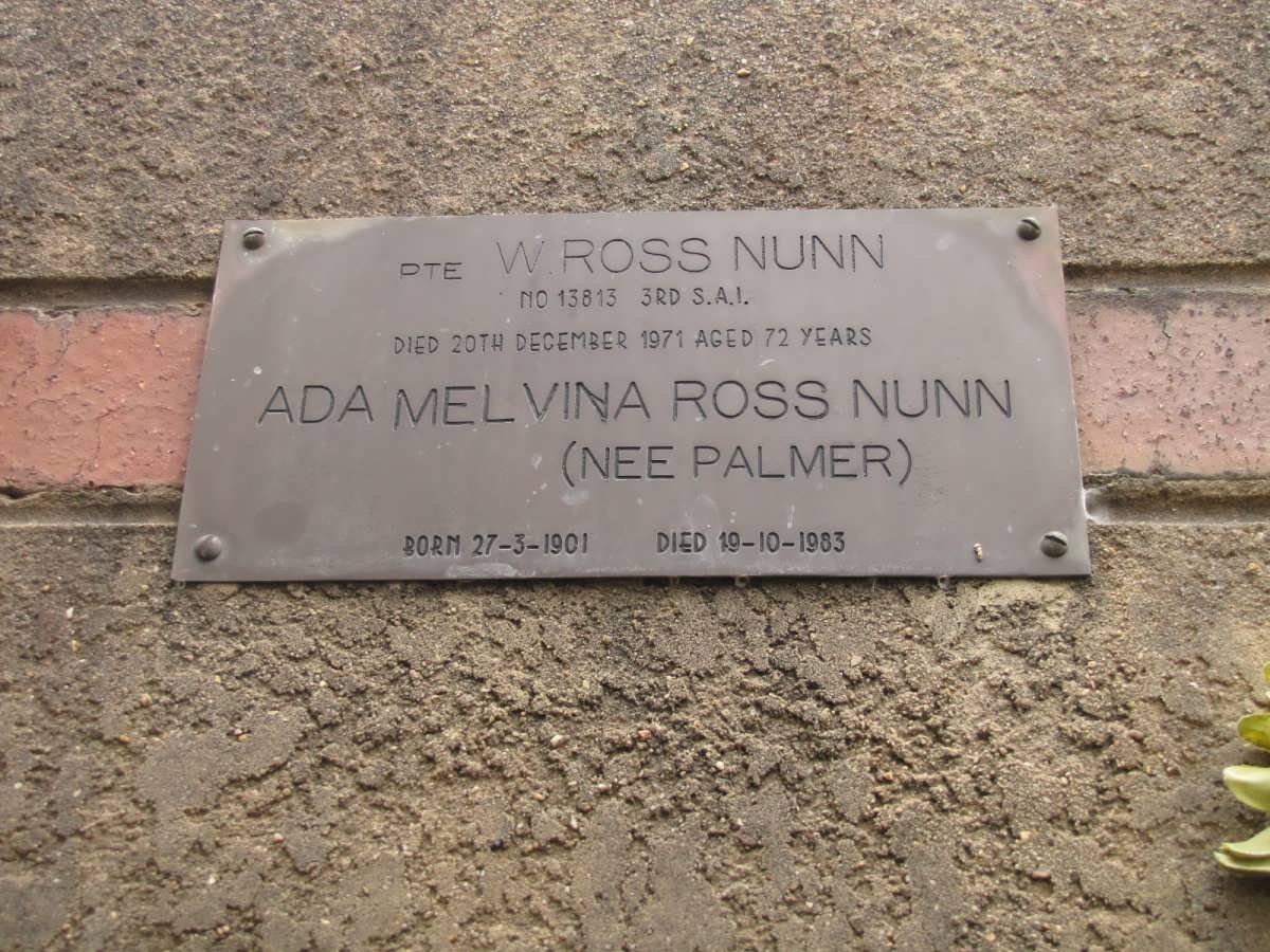 NUNN W., Ross -1971 &amp; Ada Melvina PALMER 1901-1983