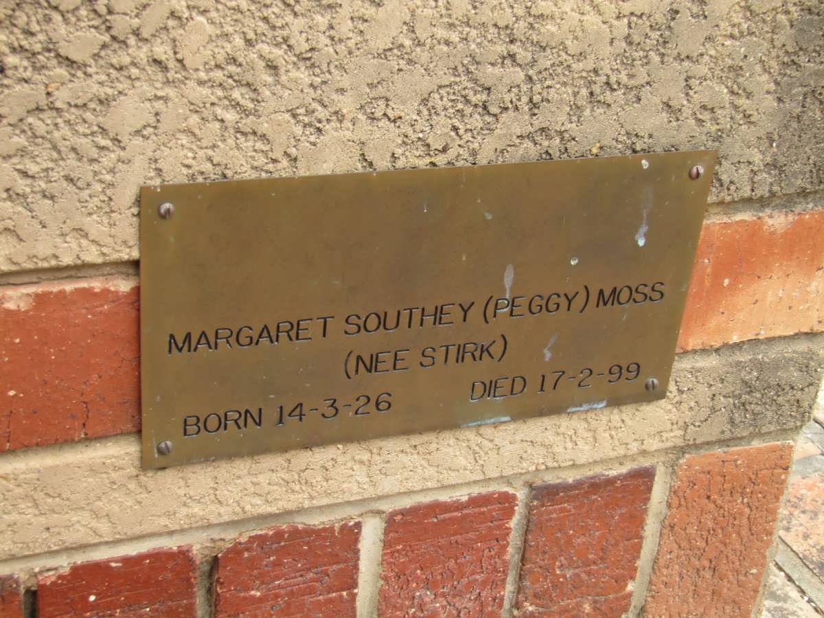 MOSS Margaret Southey nee STIRK 1926-1999