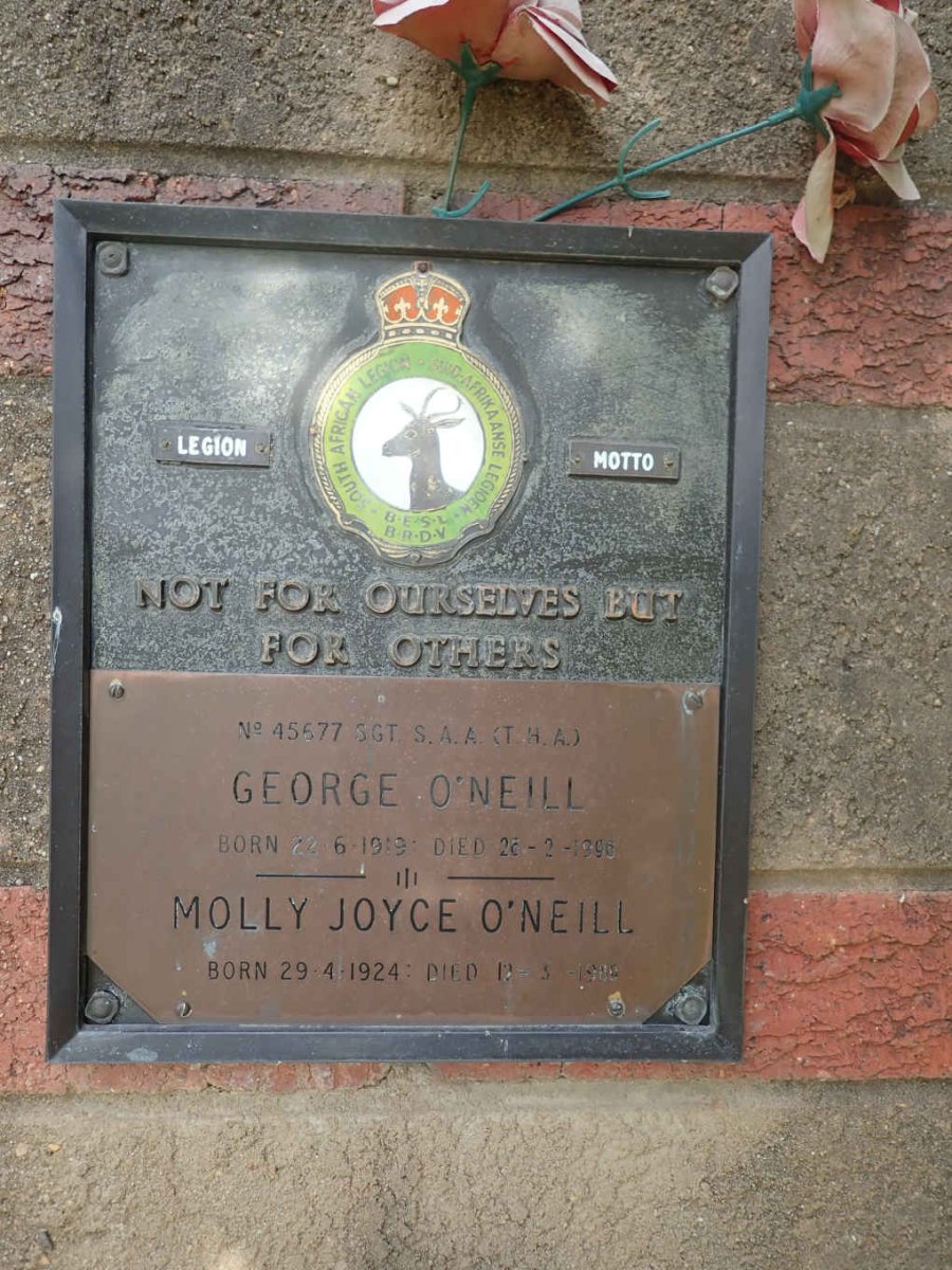 O'NEILL George 1919-1996 &amp; Molly Joyce 1924-1989
