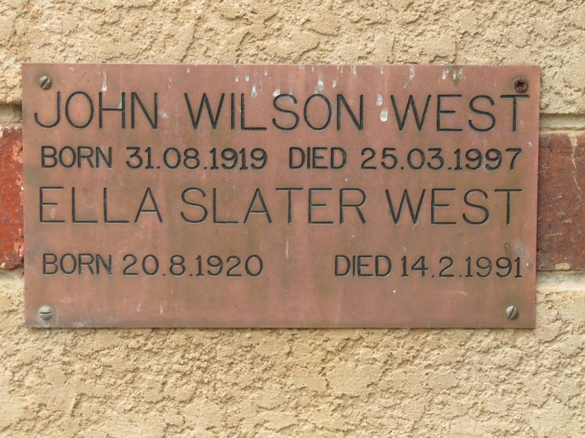 WEST John Wilson 1919-1997 &amp; Ella Slater 1920-1991