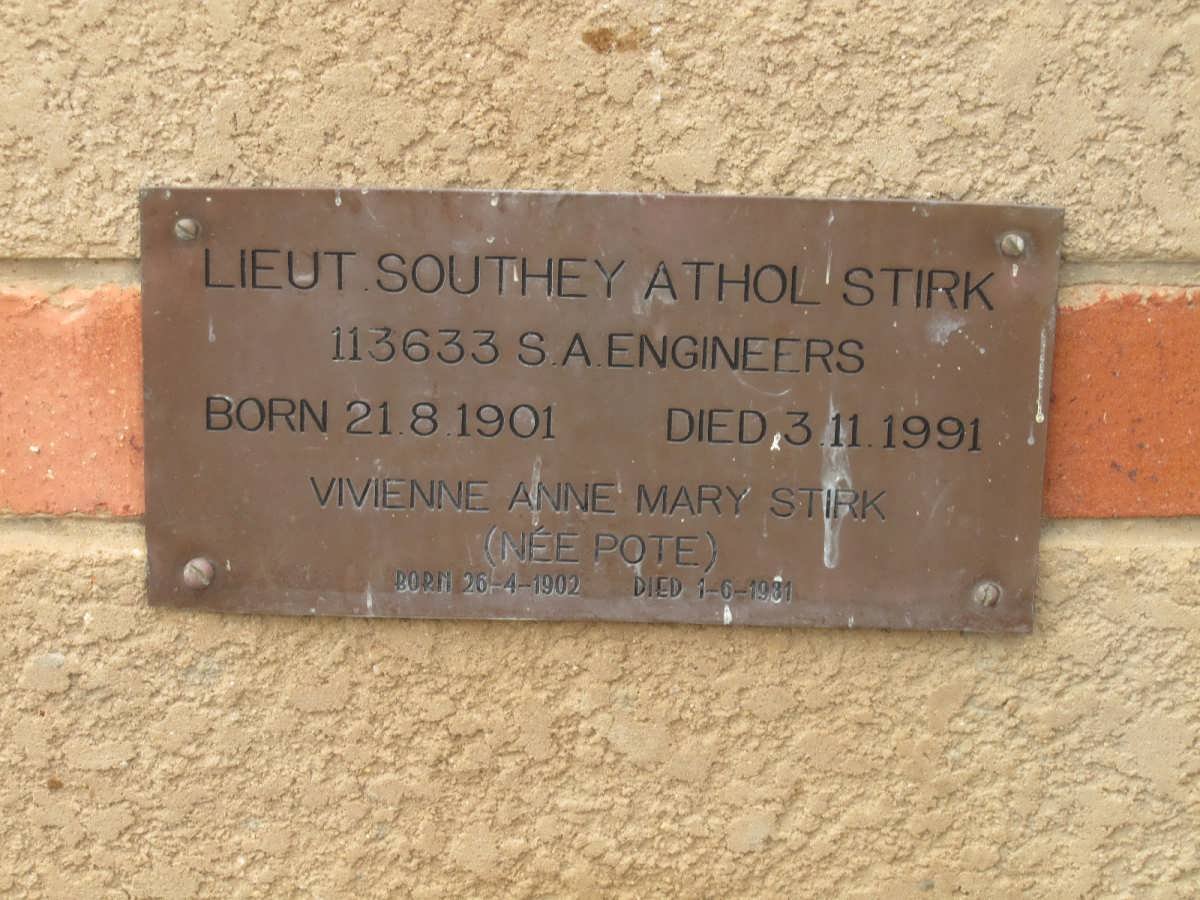 STIRK Southey Athol 1901-1991 &amp; Vivienne Anne Mary POTE 1902-1981
