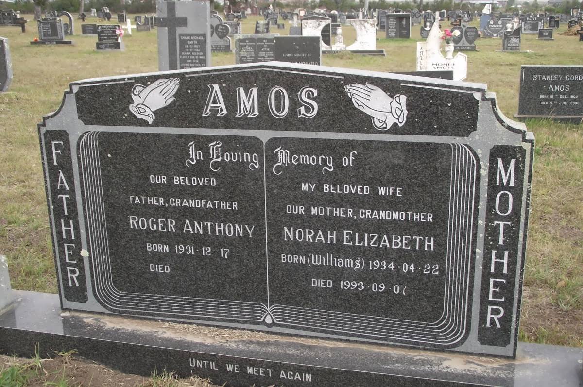 AMOS Roger Anthony 1931- &amp; Norah Elizabeth WILLIAMS 1934-1993