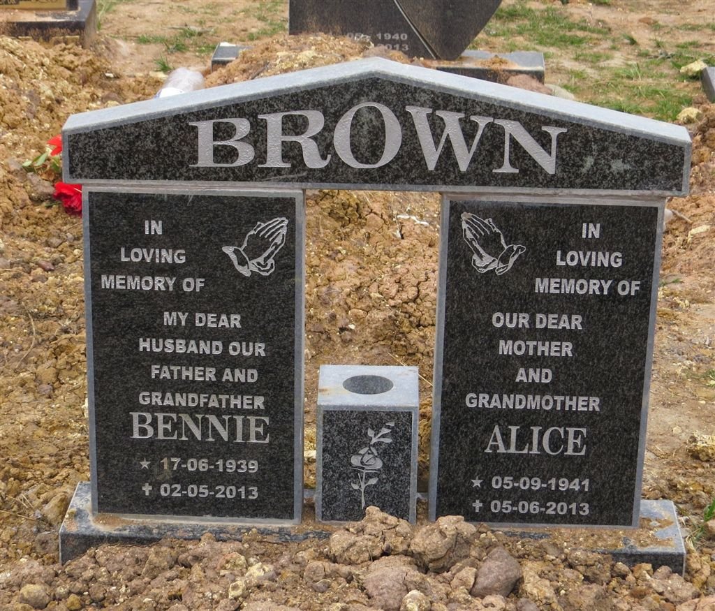 BROWN Bennie 1939-2013 &amp; Alice 1941-2013