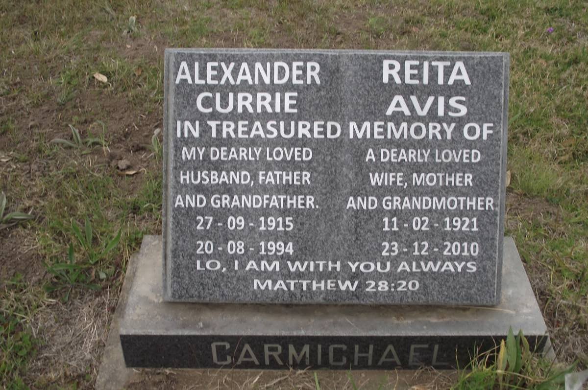CARMICHAEL Alexander Currie 1915-1994 &amp; Reita Avis 1921-2010