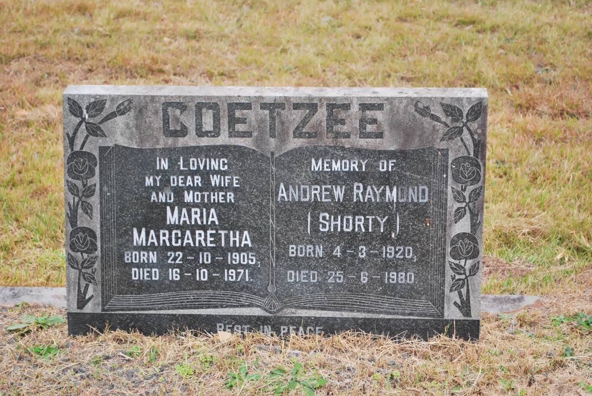 COETZEE Andrew Raymond 1920-1980 &amp; Maria Margaretha 1905-1971