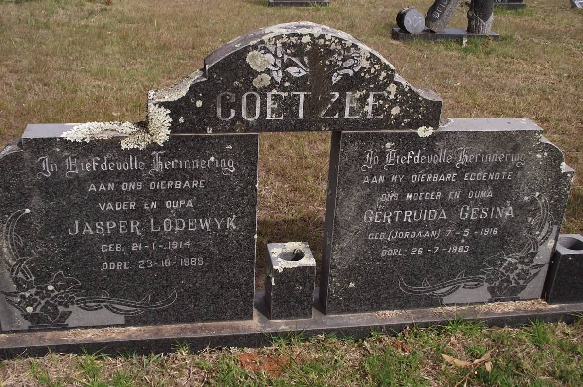 COETZEE Jasper Lodewyk 1914-1988 &amp; Gertruida Gesina JORDAAN 1916-1983