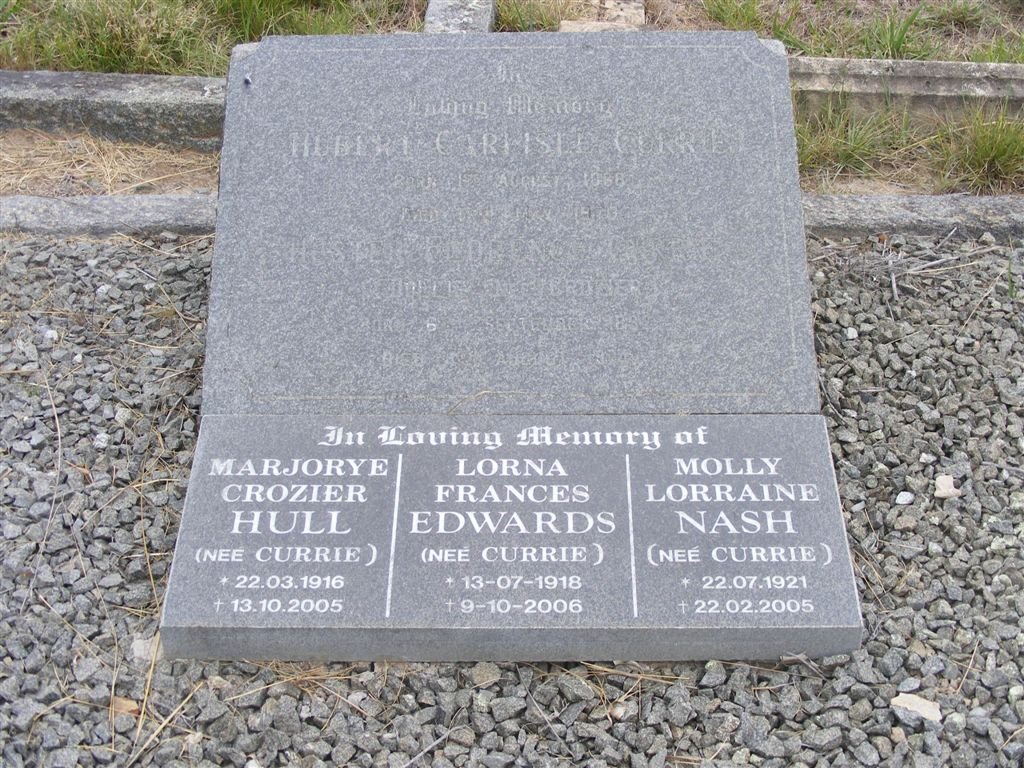 CURRIE Hubert Carlisle &amp;  CURRIE Hester Florence :: HULL Marjorye Crozier nee CURRIE 1916-2005