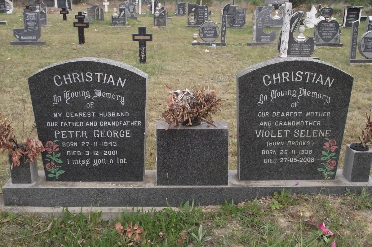 CHRISTIAN Peter George 1943-2001 &amp; Violet Selene BROOKS 1938-2008