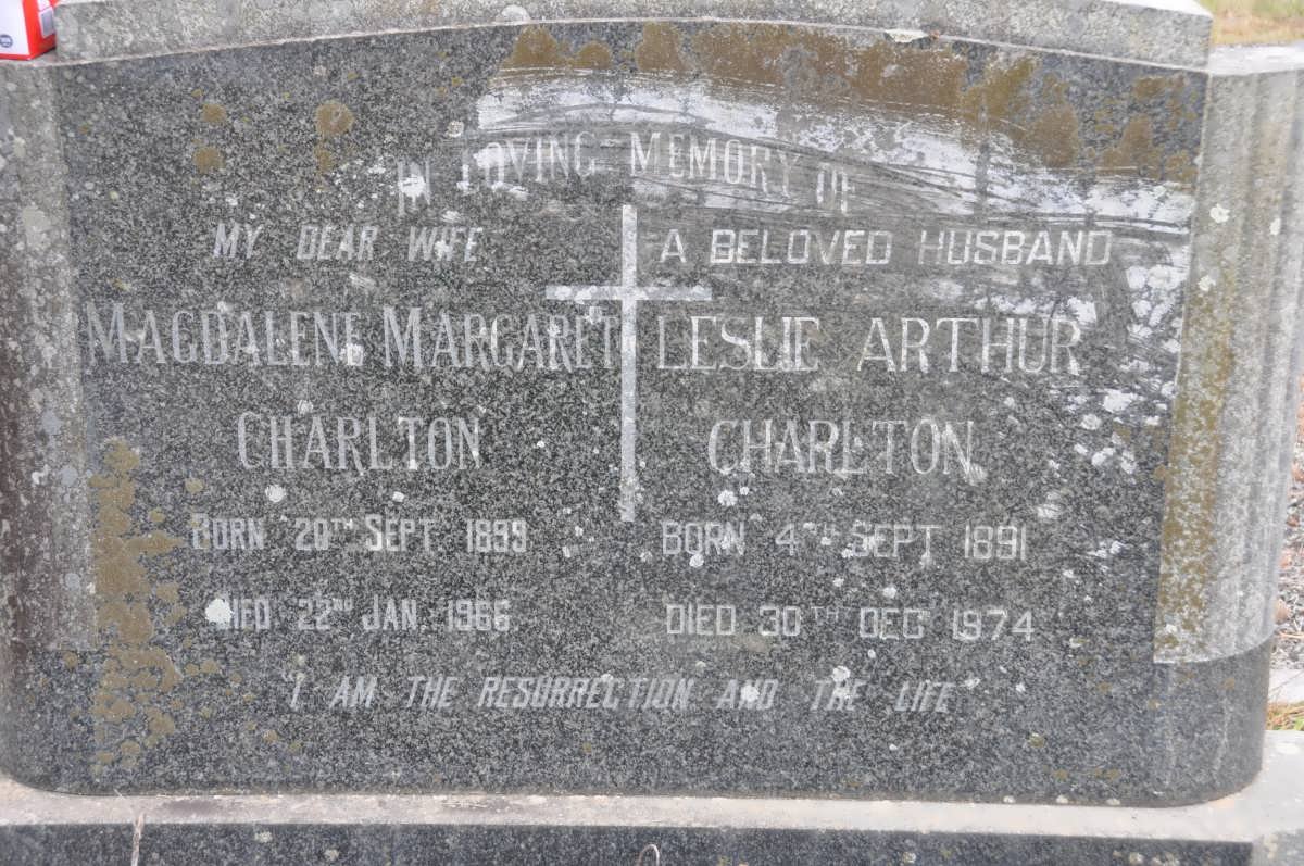 CHARLTON Leslie Arthur 1891-1974 &amp; Magdalene Margaret 1899-1966