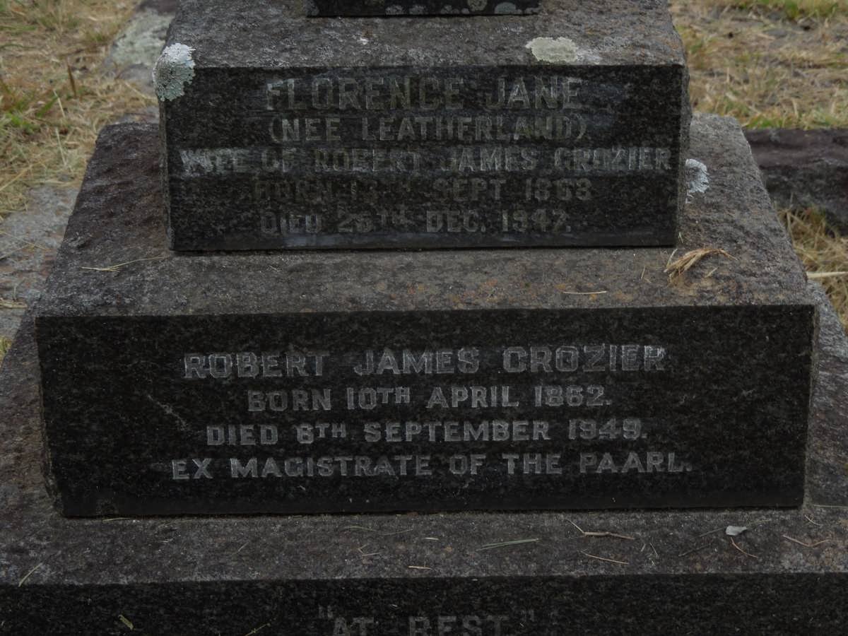 CROZIER Robert James 1862-1949 &amp; Florence Jane LEATHERLAND 18?8-1947