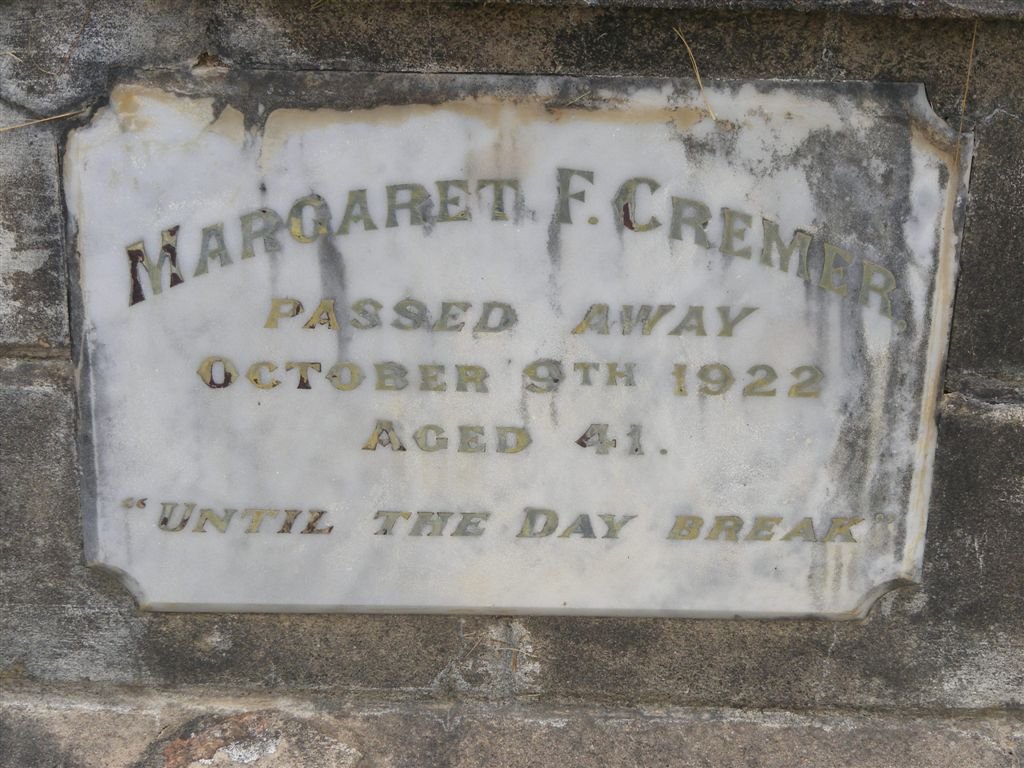 CREMER Margaret F. -1922