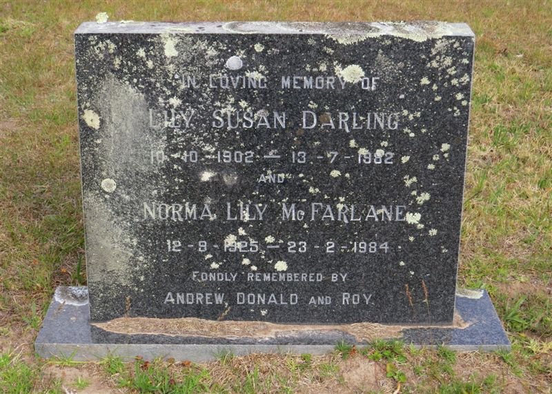 DARLING Lily Susan 1902-1982 :: Mc FARLANE Norma Lily 1925-1984