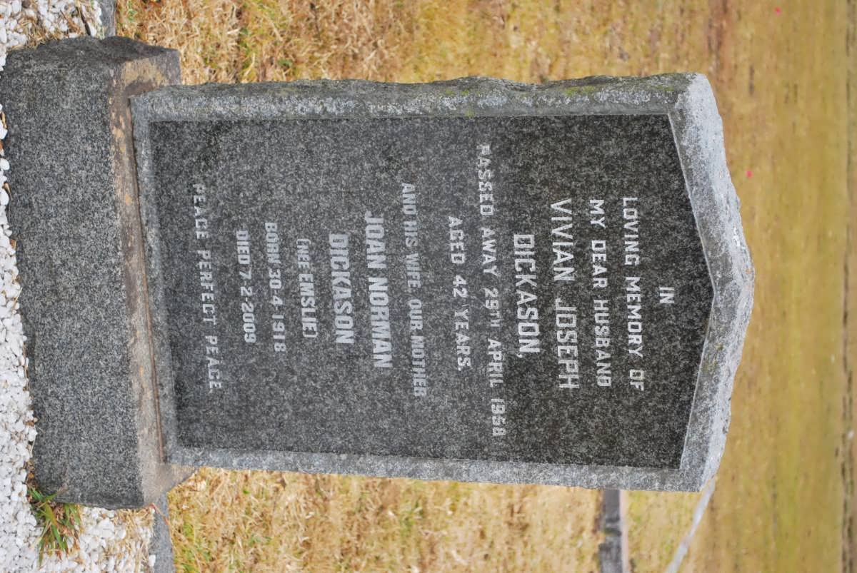 DICKASON Vivian Joseph -1958 &amp; Joan Norman EMSLIE 1918-2009