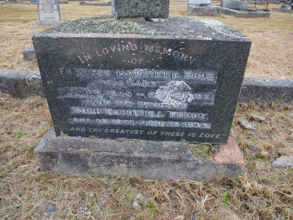 EBDEN John Bardwell 1847-1933 &amp; Frances Harriett BARBER 1844-1931