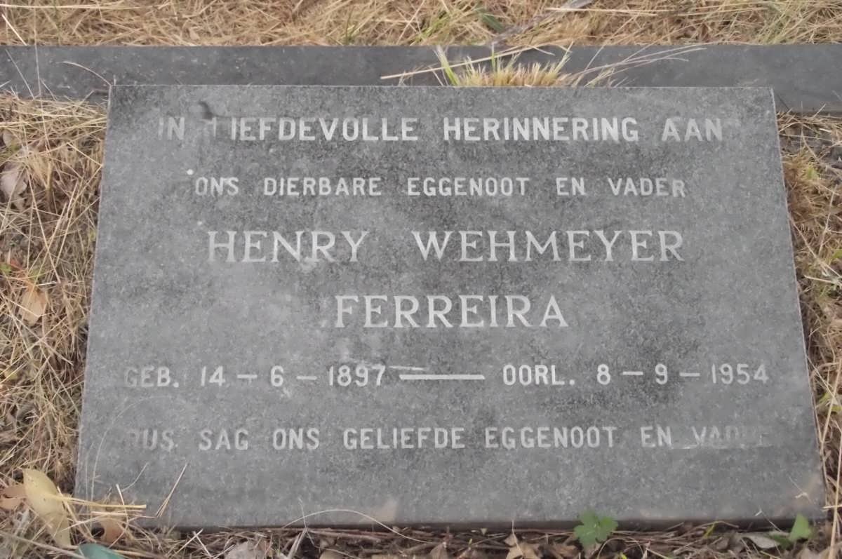 FERREIRA Henry Wehmeyer 1897-1954