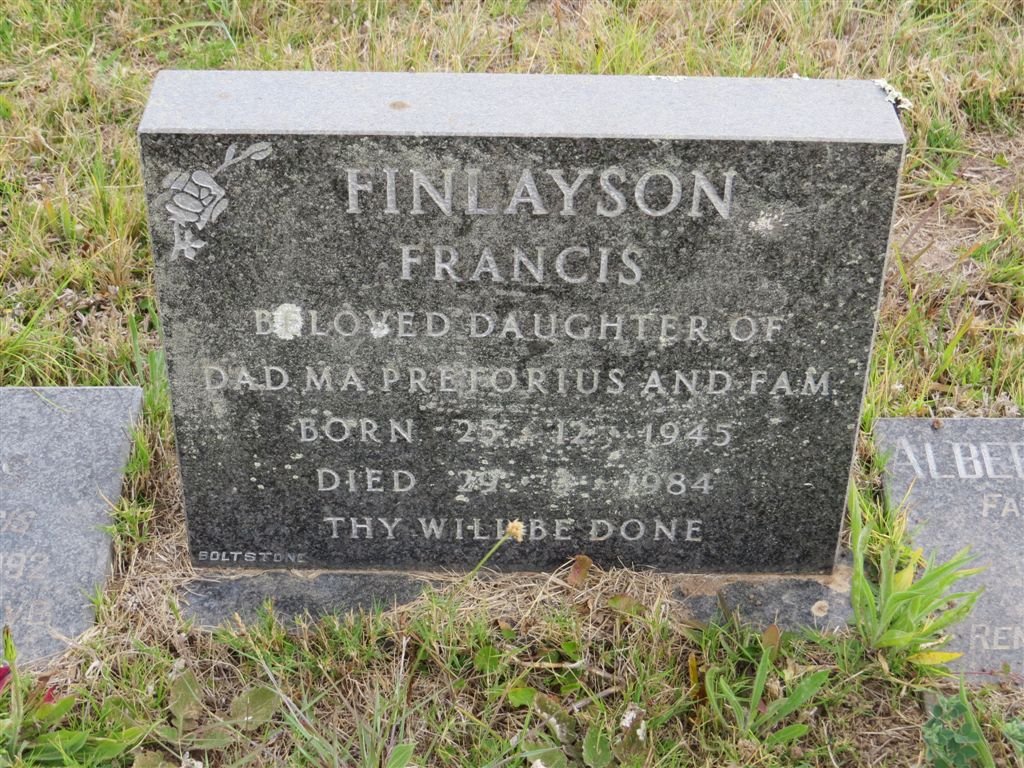 FINLAYSON Francis née PRETORIUS 1945-1984