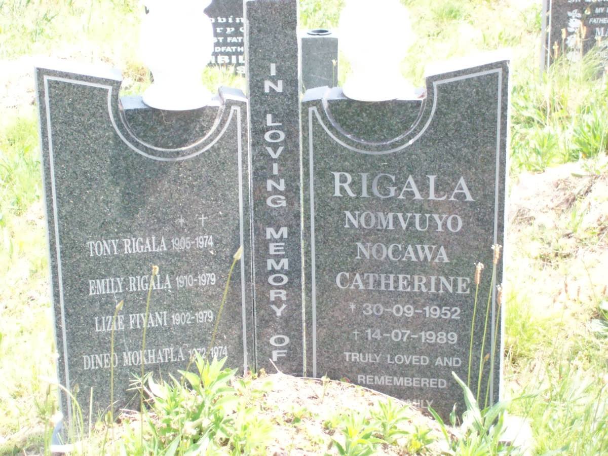 FIYANI Lizie 1902-1979 :: RIGALA Tony 1905-1974 :: RIGALA Emily 1910-1979 :: RIGALA Nomvuyo Nocawa Catherine 1952-1989