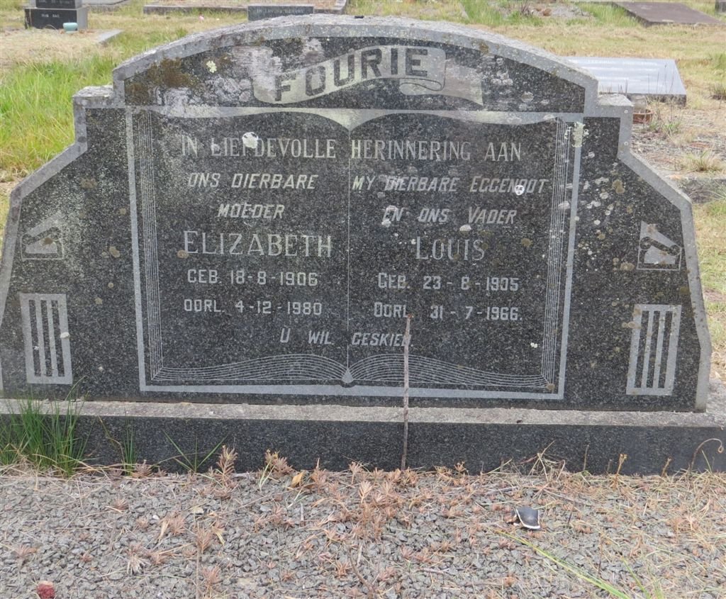 FOURIE Louis 1905-1966 &amp; Elizabeth 1906-1980