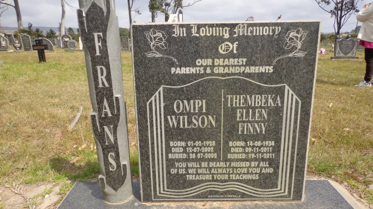 FRANS Ompi Wilson 1928-2002 &amp; Thembeka Ellen Finny 1934-2011