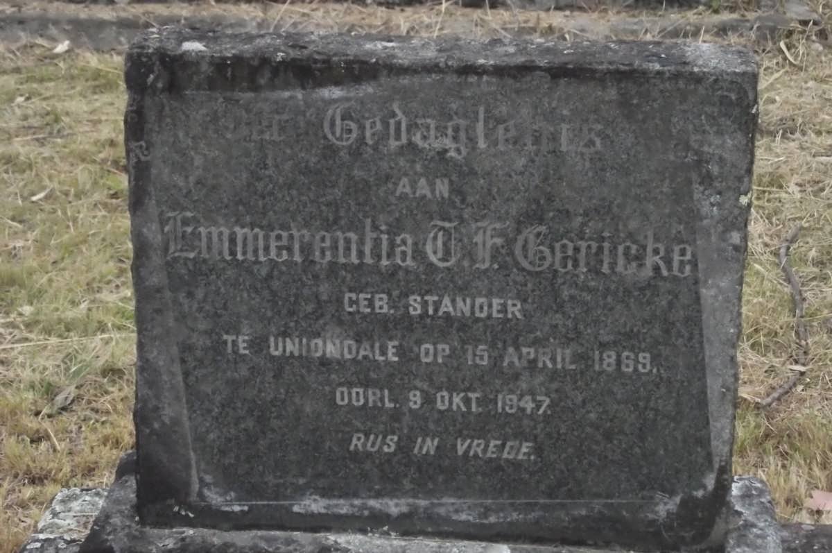 GERICKE Emmerentia C.F. nee STANDER 1869-1947