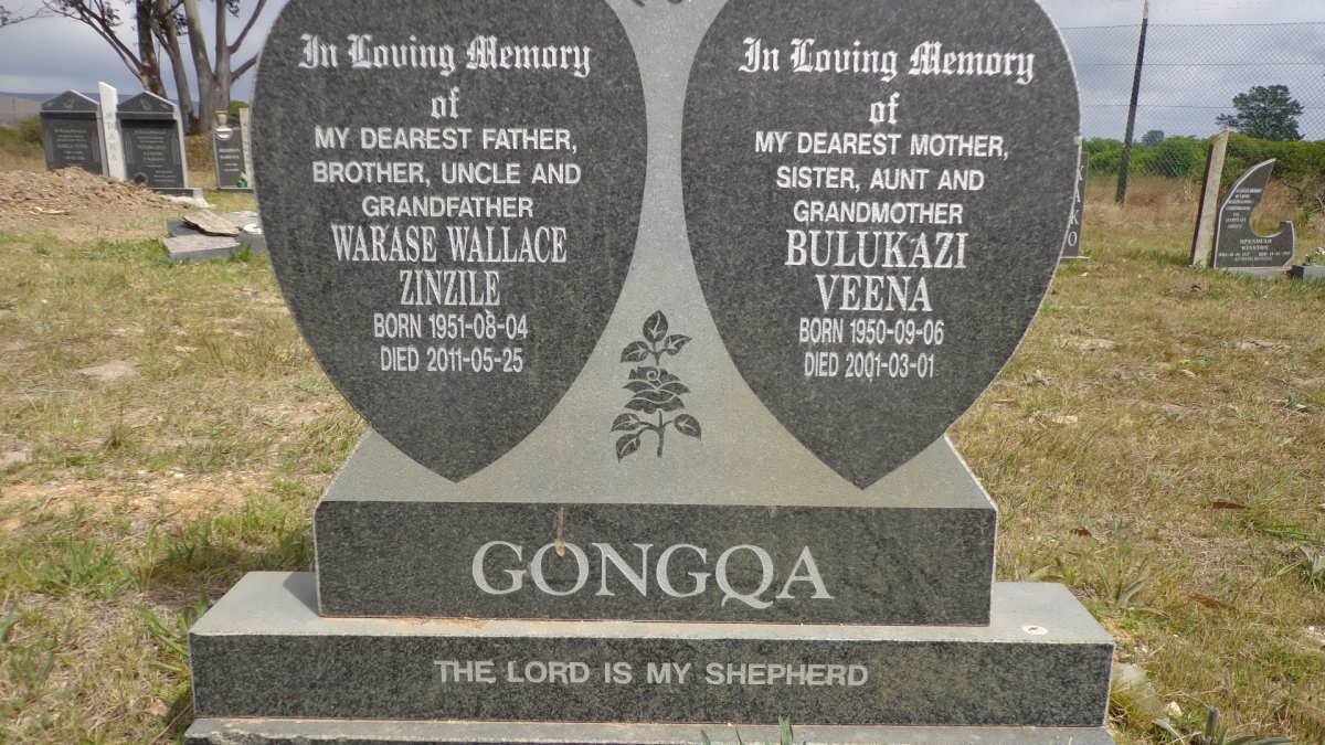 GONGQA Warase Wallace Zinzile 1951-2011 &amp; Bulukazi Veena 1950-2001