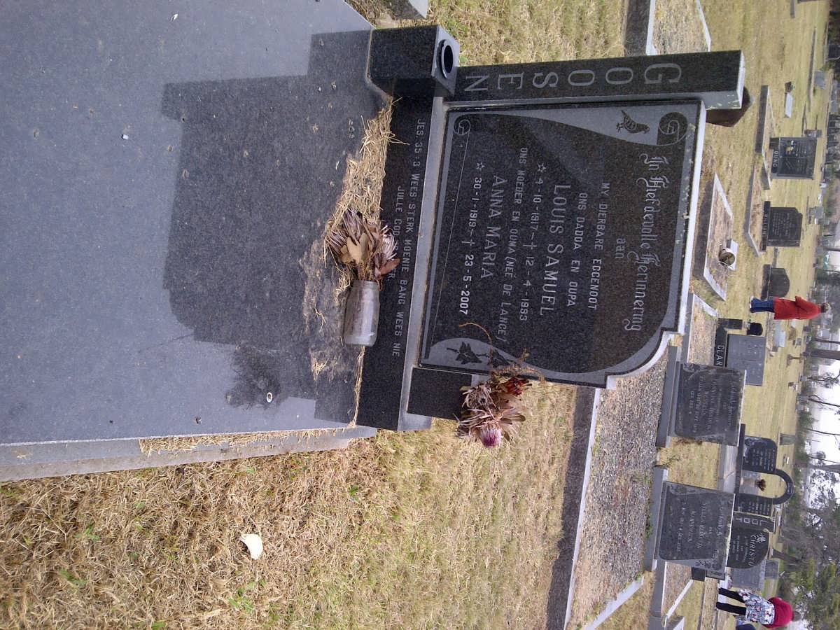 GOOSEN Louis Samuel 1917-1993 &amp; Anna Maria DE LANGE 1919-2007