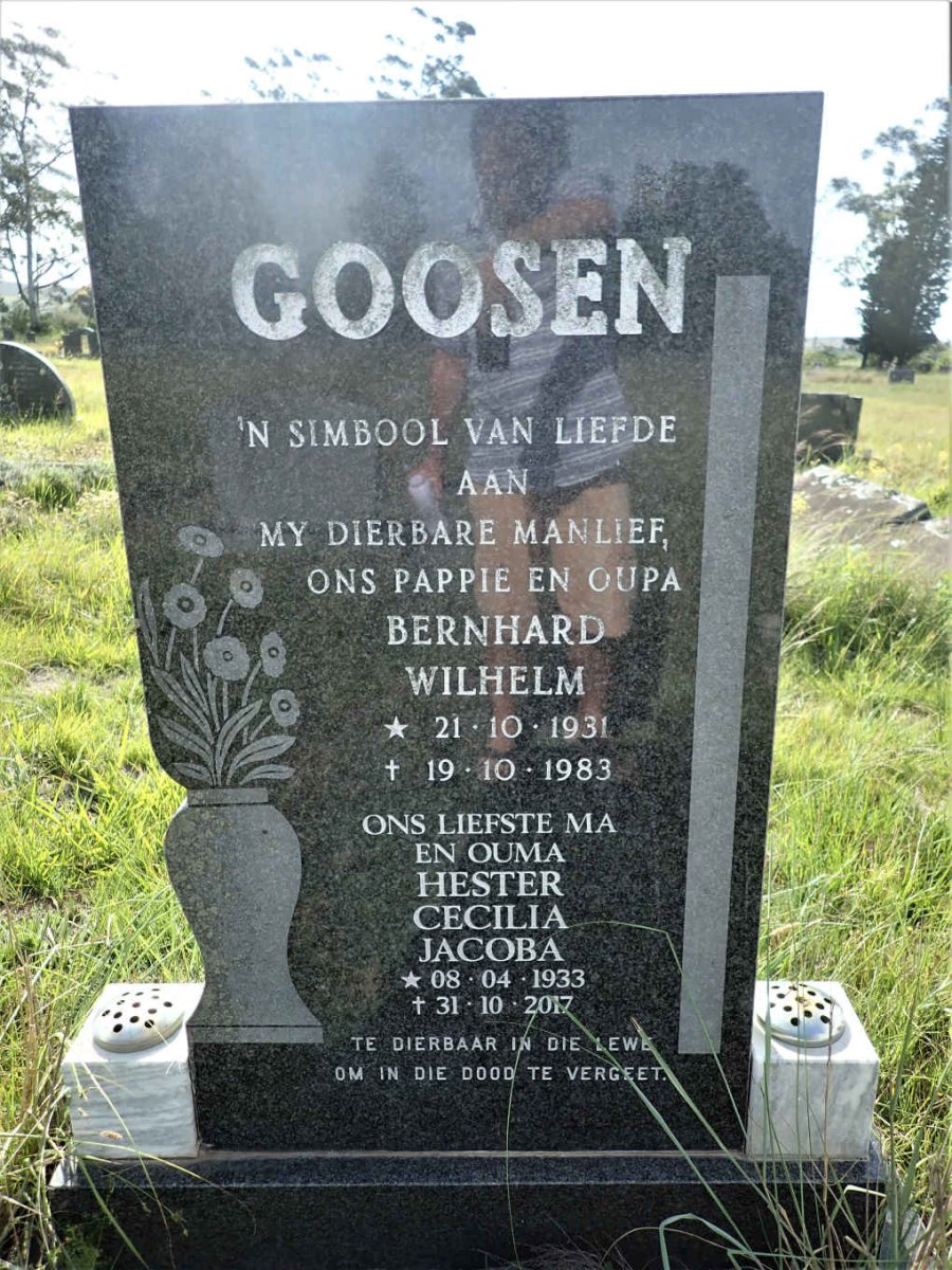 GOOSEN Bernhard Wilhelm 1931-1983 &amp; Hester Cecilia Jacoba 1933-2017