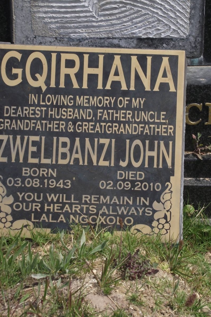 GQIRHANA Zwelibanzi John 1943-2010