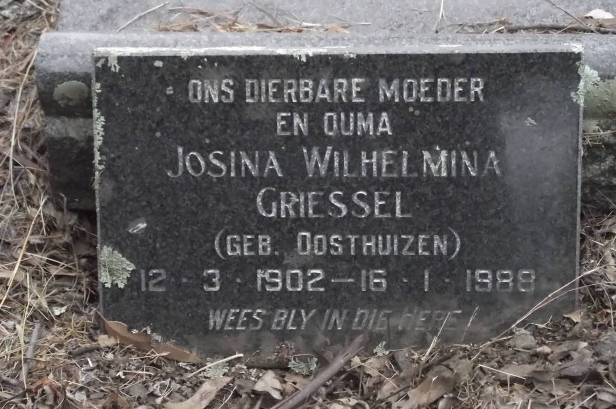 GRIESSEL Josina Wilhelmina nee OOSTHUIZEN 1902-1988