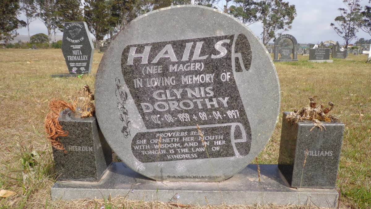 HAILS Glynis Dorothy nee MAGER 1959-1997