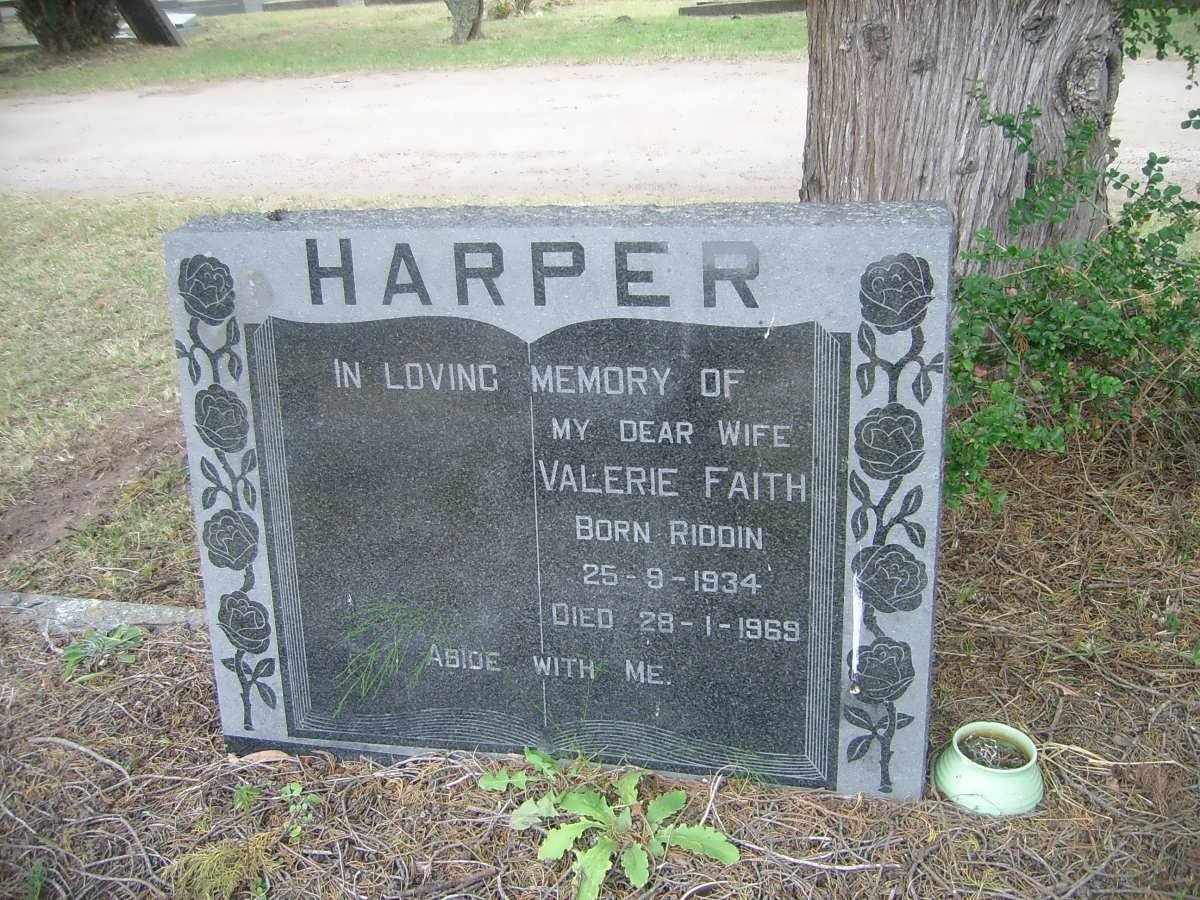 HARPER Valerie Faith nee RIDDIN 1934-1969