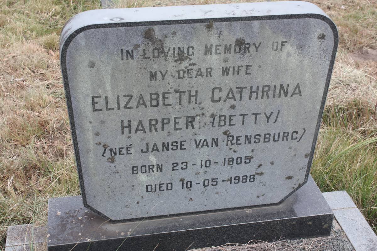 HARPER Elizabeth Cathrina nee JANSE VAN RENSBURG 1905-1988