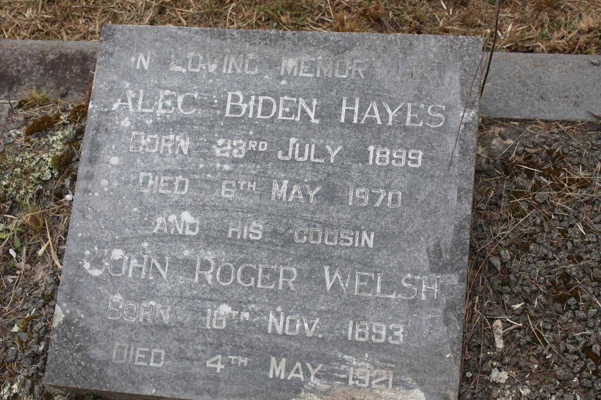 HAYES Alec Biden 1899-1970 :: WELSH John Roger 1893-1921