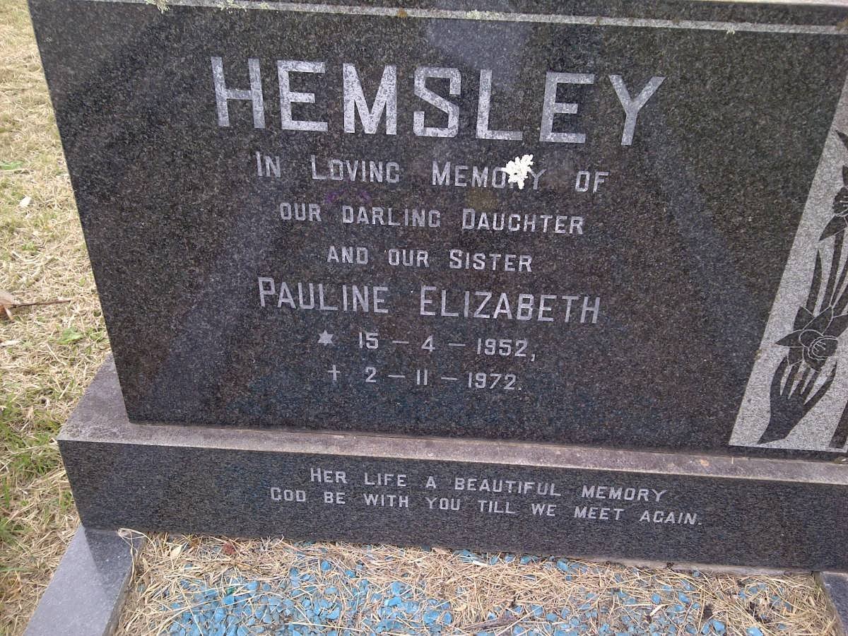 HEMSLEY Pauline Elizabeth 1952-1972