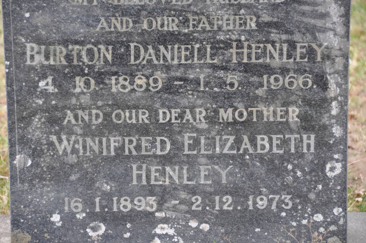 HENLEY Burton Daniell 1889-1966 &amp; Winifred Elizabeth 1893-1973